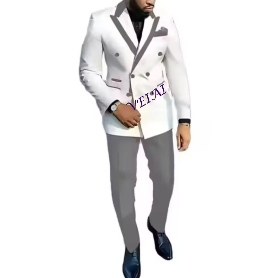 Mens Fashion Blazer - 클래식 블루 2피스 남성 정장 세트,