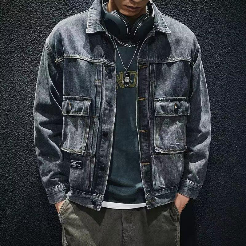 Mens Fashion Denim Jacket - 남성용 데님 재킷 포켓 장식, 패션