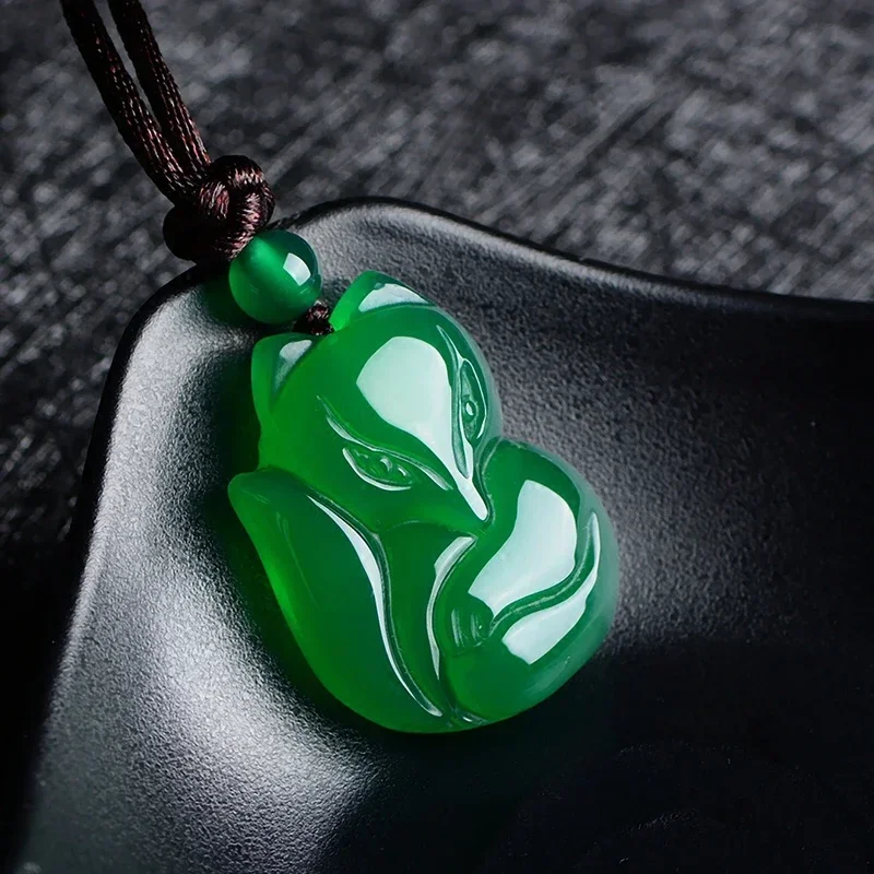 Men'S Fashion Jewelry - 제이드 여우 목걸이 펜던트, 천연 녹색