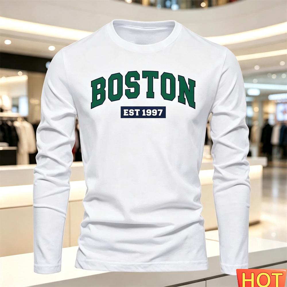 Men'S Fashion T Shirts - 가을 여름 남성용 긴팔 티셔츠 문자