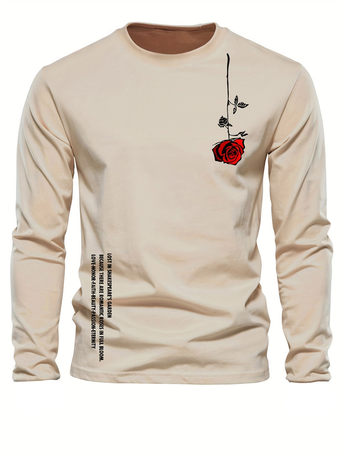 Men'S Fashion T Shirts - 100% 순면 남성용 긴팔 라운드넥 루즈핏