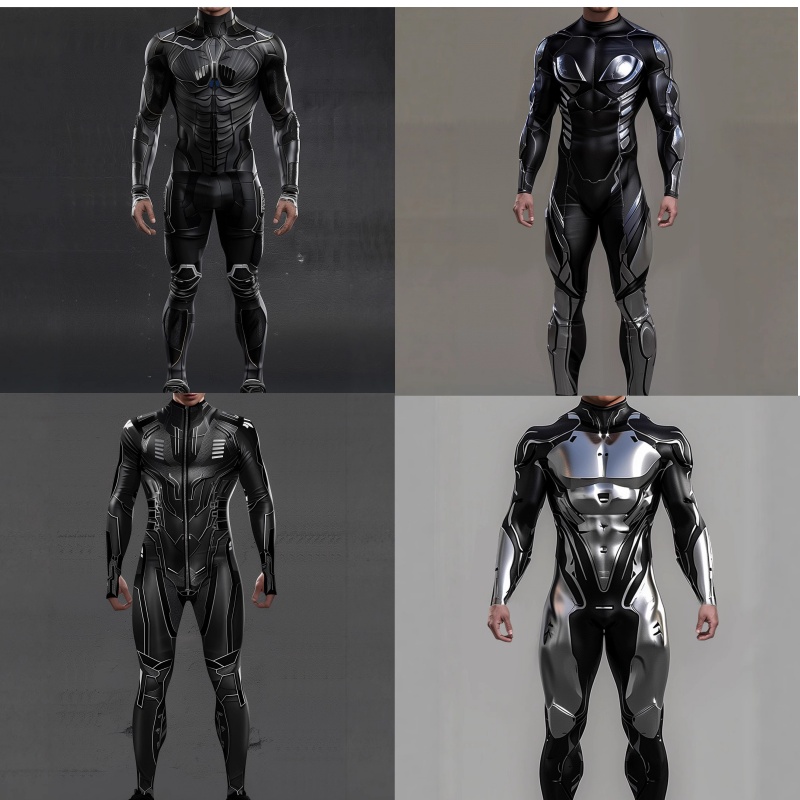 Mens Fashion Jumpsuit - 스팀펑크 사이버펑크 미래지향적 기계식 갑옷 점프수트