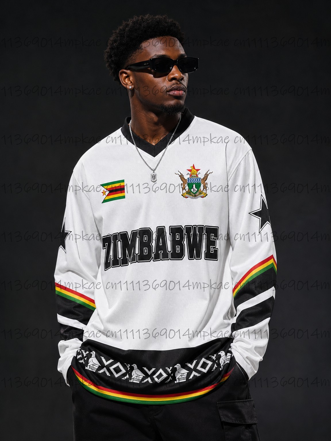 Men'S Fashion T Shirts - 가을 짐바브웨 에스닉 스트리트 스타일 프린트