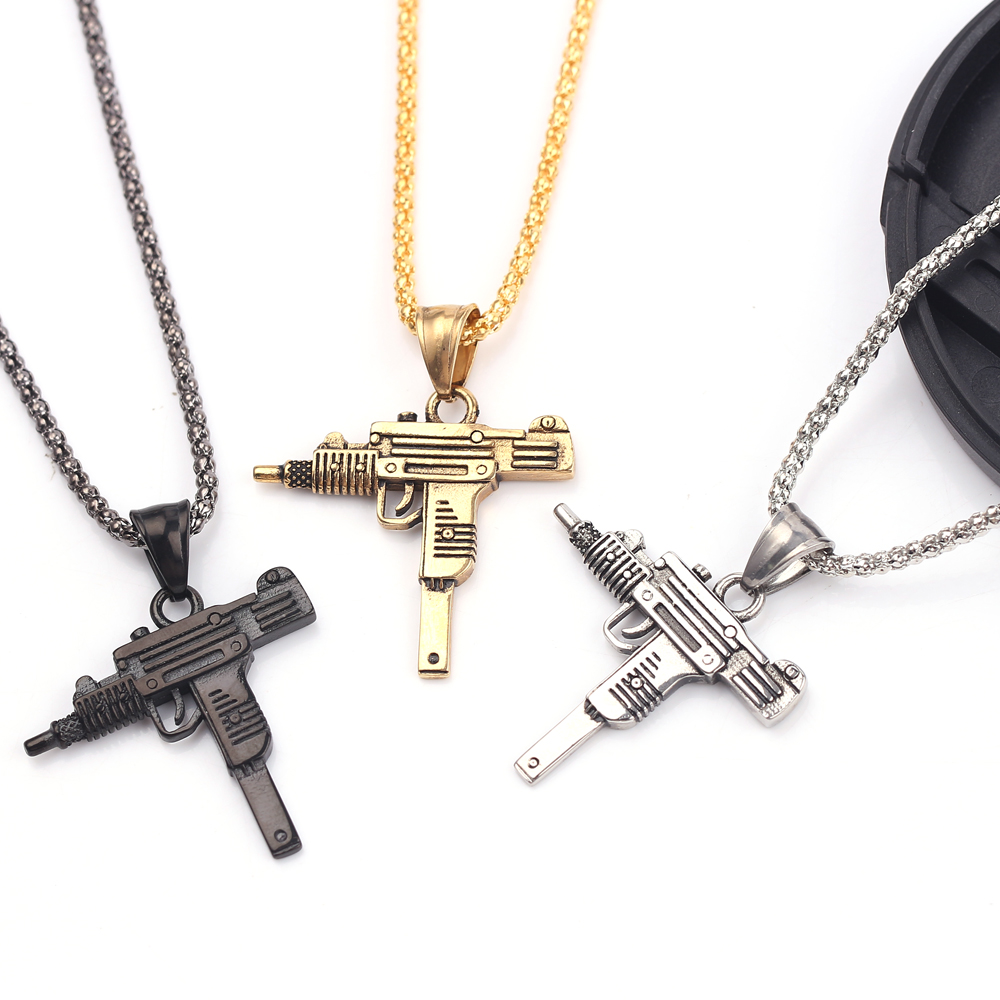 펑크 우지 권총 기관총 목걸이 펜던트 - 남성용 패션  - Men'S Fashion Jewelry 리뷰 및 가격