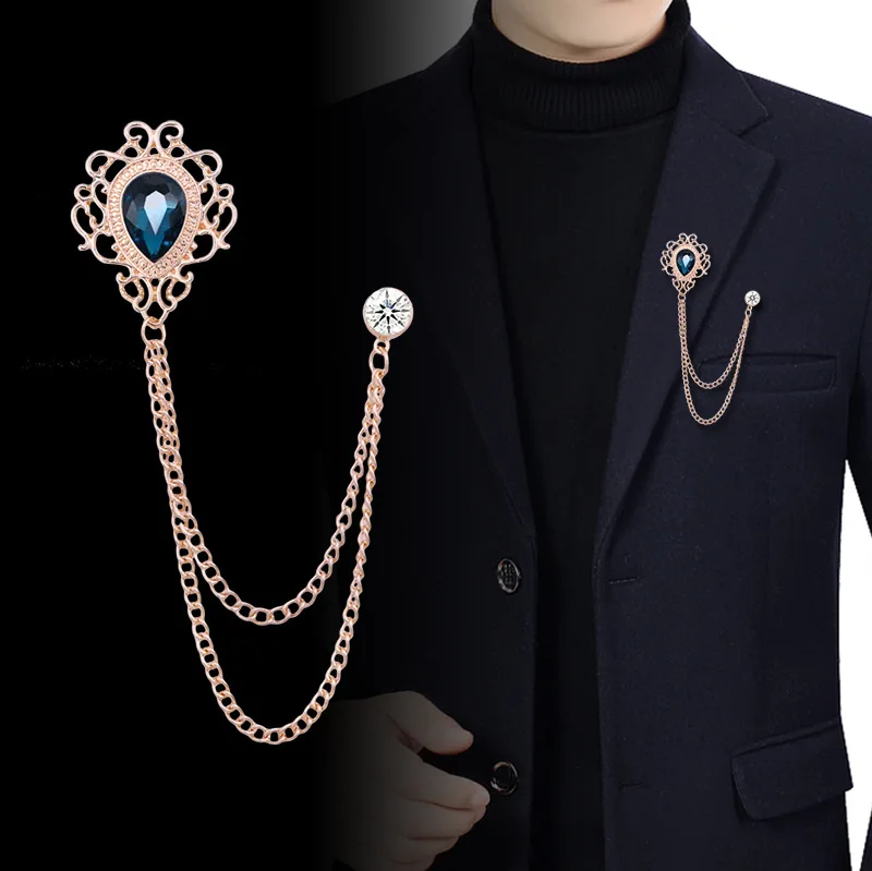뉴 빈티지 태슬 체인 라인스톤 크리스탈 라펠 핀 - 유 - Men'S Fashion Jewelry 리뷰 및 가격