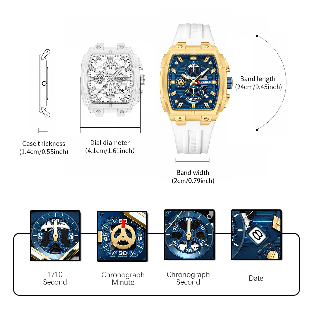 CURREN 남성용 럭셔리 빈티지 시계, 실리콘 스트랩 - Mens Fashion Watch 리뷰 및 가격