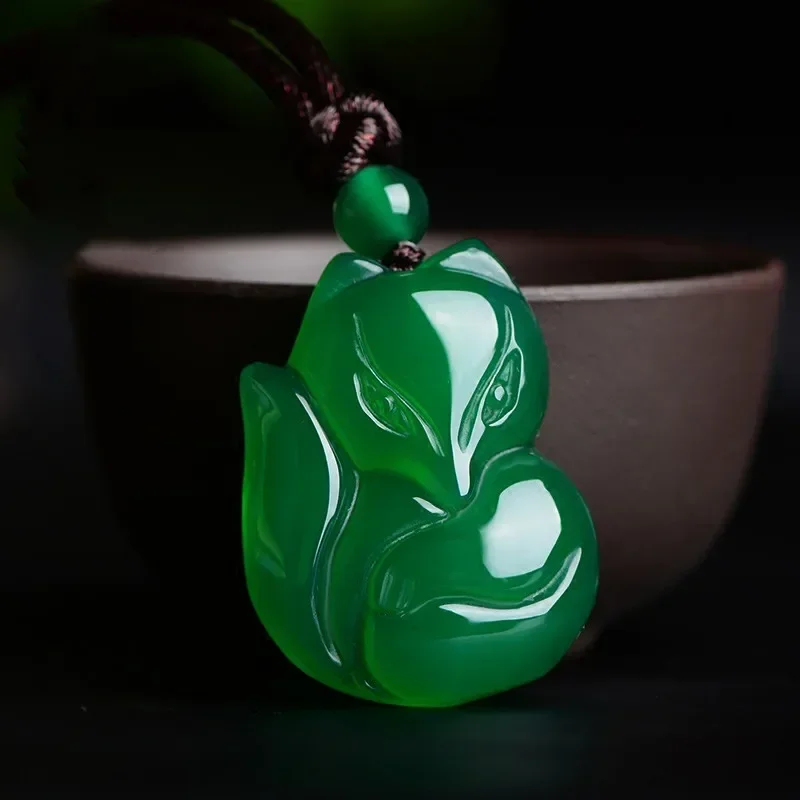 제이드 여우 목걸이 펜던트, 천연 녹색 흰색 옥세도니, - Men'S Fashion Jewelry 리뷰 및 가격
