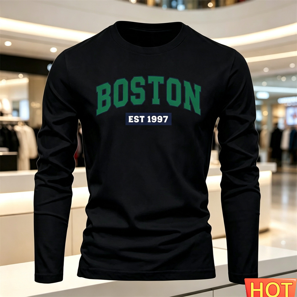 가을 여름 남성용 긴팔 티셔츠 문자 패턴 라운드 넥 티 - Men'S Fashion T Shirts 리뷰 및 가격