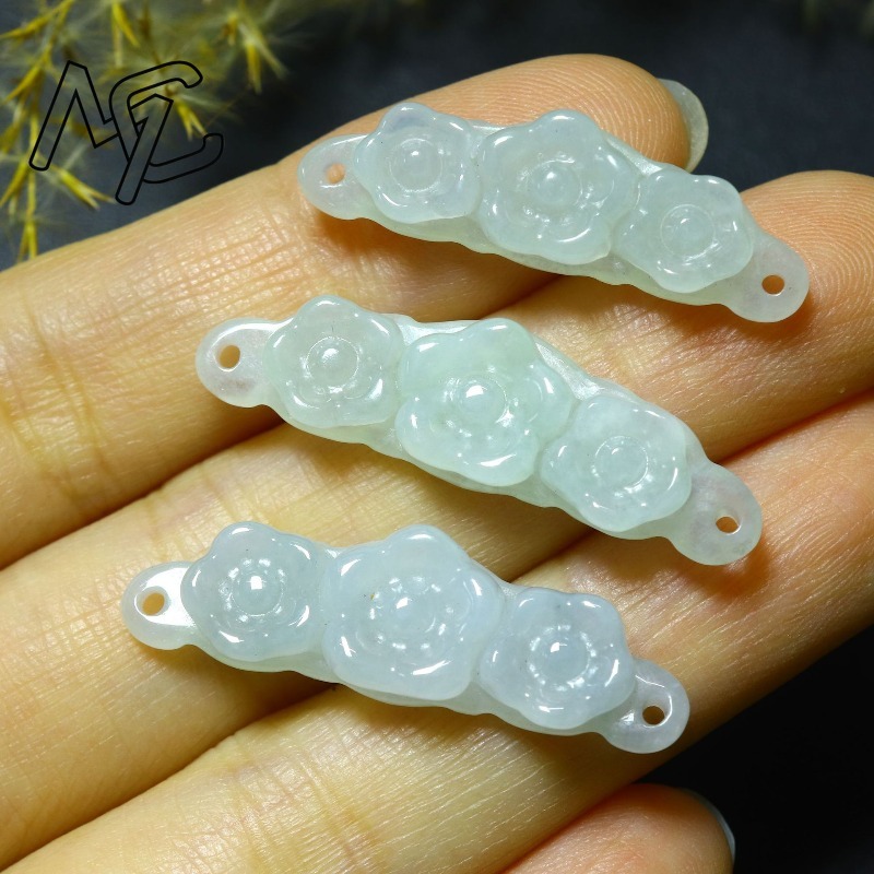 1pc 천연 경옥 에메랄드 꽃 핸드 카드 DIY 액세서 - Men'S Fashion Jewelry 리뷰 및 가격