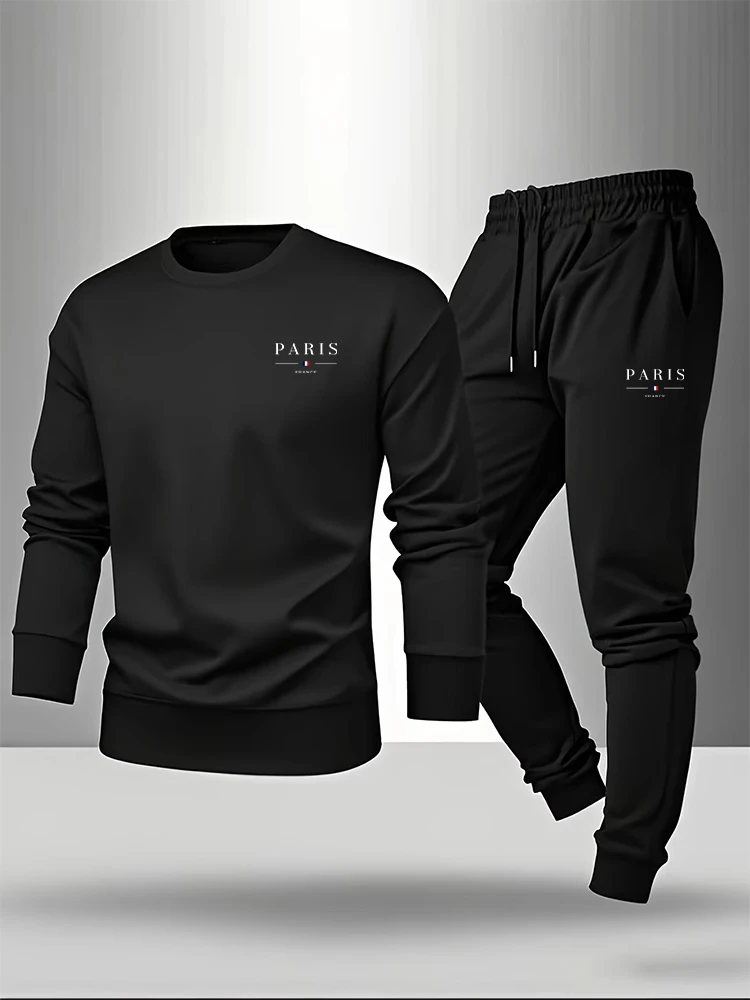 파리 프린트 남성 세트 풀오버 & 스웨트팬츠 가을 캐주 - Paris Fashion Men 리뷰 및 가격