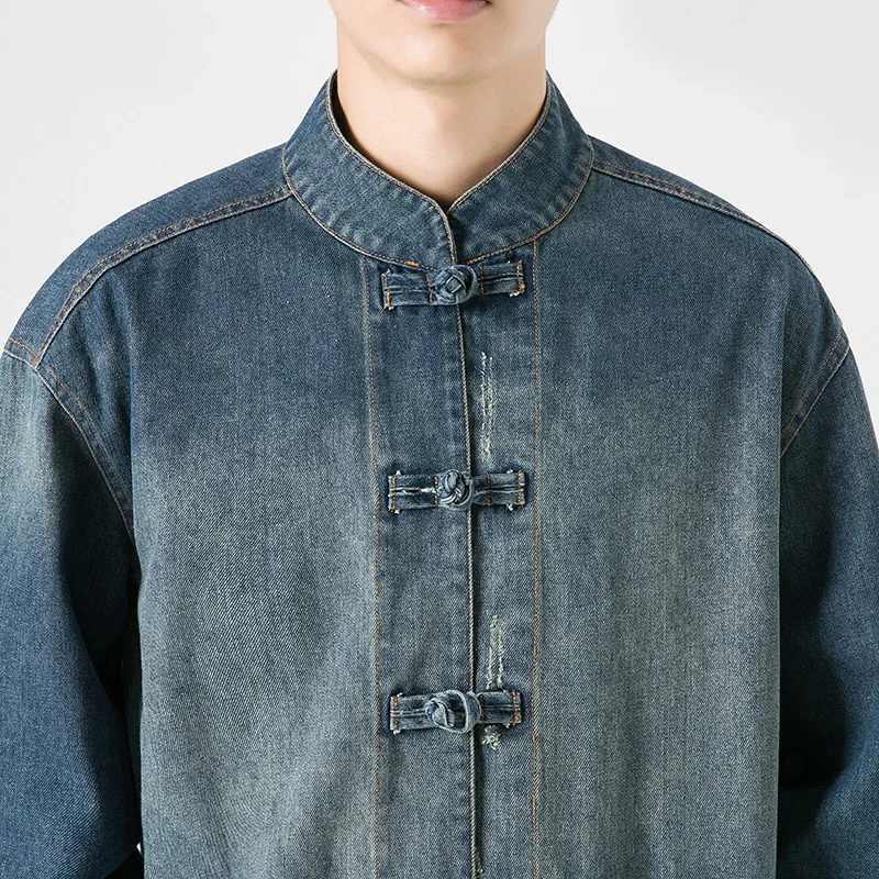 중국 스타일 데님 재킷 남성 스트리트웨어 오리엔탈 의류 - Mens Fashion Denim Jacket 리뷰 및 가격