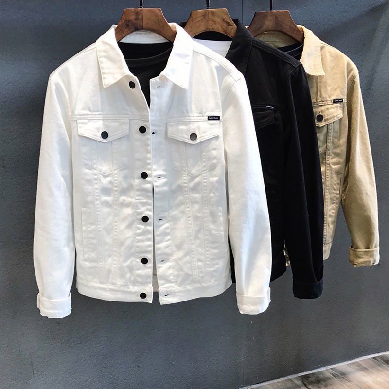 봄 가을 남성 데님 재킷 싱글 브레스트 긴팔 단색 재킷 - Mens Fashion Denim Jacket 리뷰 및 가격