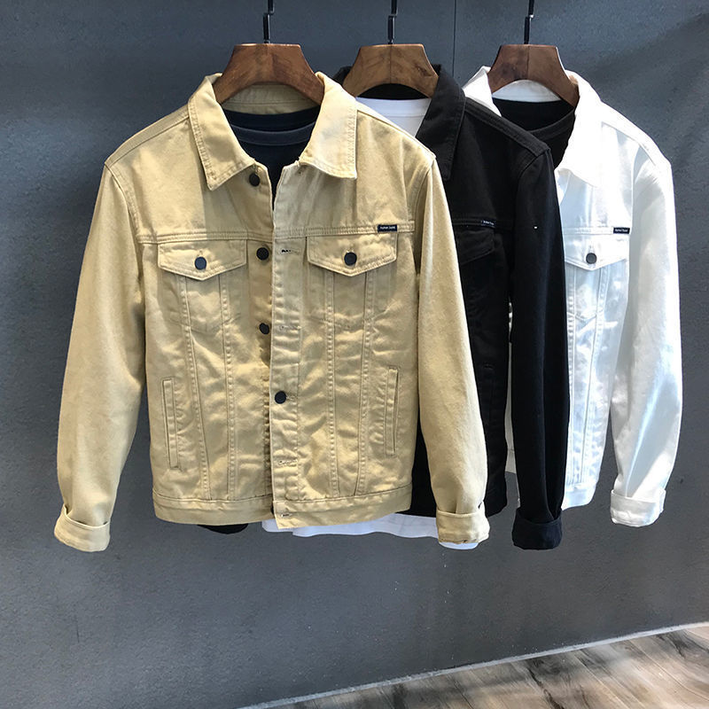 봄 가을 남성 데님 재킷 싱글 브레스트 긴팔 단색 재킷 - Mens Fashion Denim Jacket 리뷰 및 가격