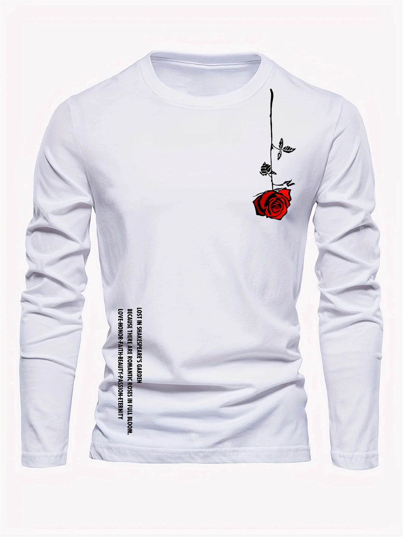 100% 순면 남성용 긴팔 라운드넥 루즈핏 캐주얼 로즈 - Men'S Fashion T Shirts 리뷰 및 가격