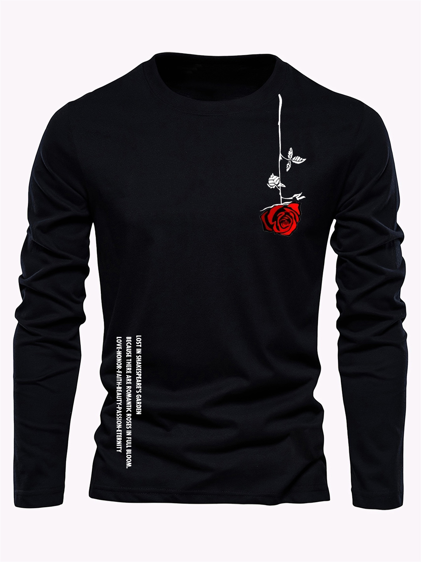 100% 순면 남성용 긴팔 라운드넥 루즈핏 캐주얼 로즈 - Men'S Fashion T Shirts 리뷰 및 가격