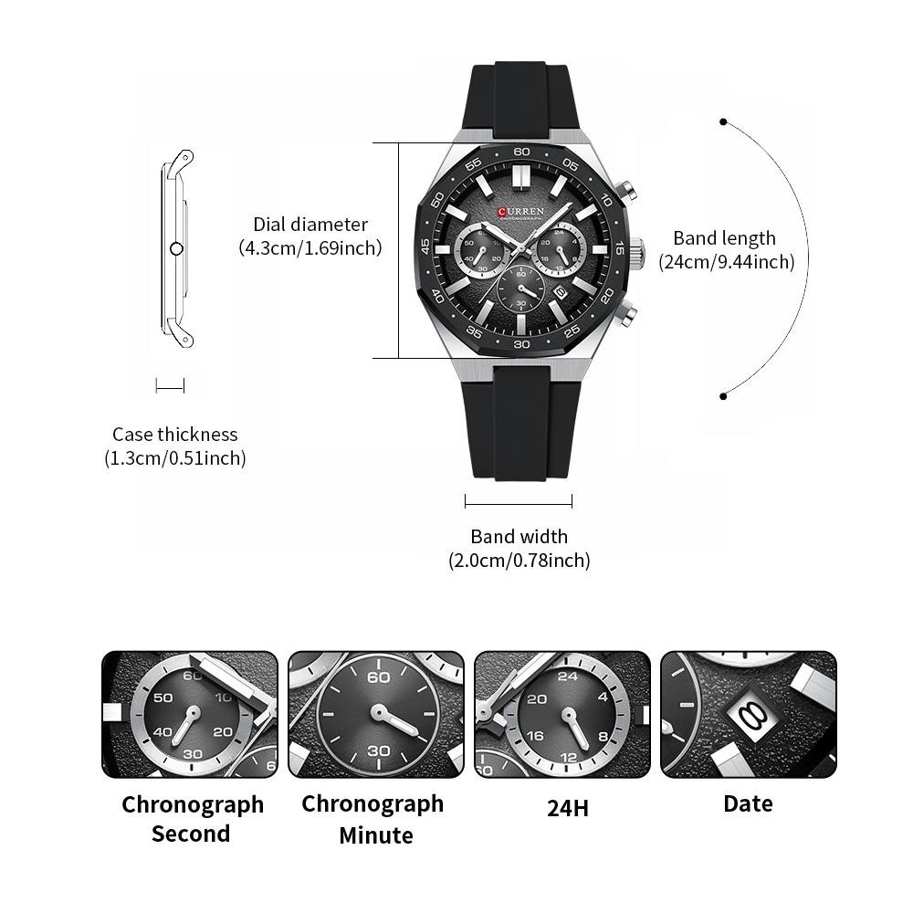 커렌 패션 캐주얼 남성 스포츠 시계 크로노그래프 실리콘 - Mens Fashion Watch 리뷰 및 가격