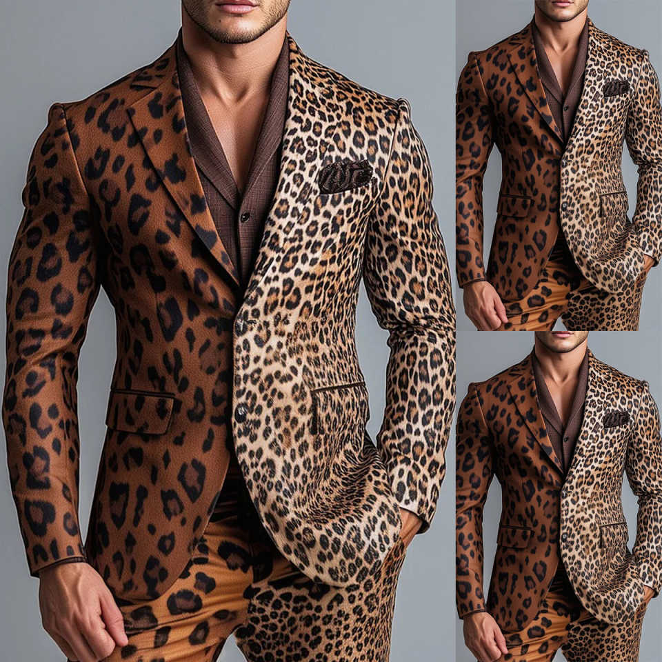남성용 패션 투피스 수트 레오파드 자켓 턱시도 정장 파 - Mens Fashion Blazer 리뷰 및 가격